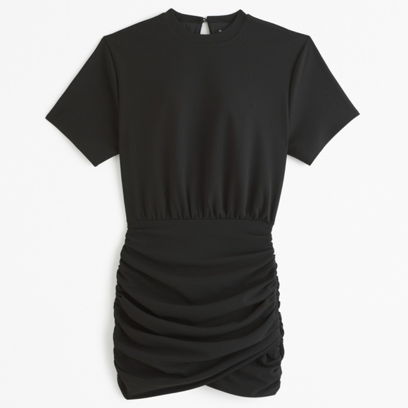 Abercrombie & Fitch Ruched Knit Mini Dress Crew Short Sleeve Tee Bodycon Small - Picture 2 of 16